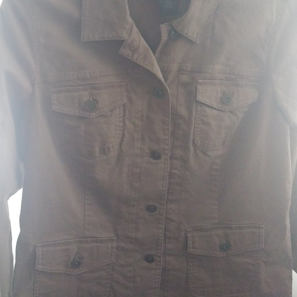 Style & Co Brown Cotton Jacket - Size Large